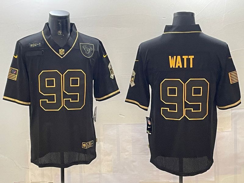 Men Houston Texans #99 Watt Black Gold 2024 Nike Limited NFL Jersey style 0108->kansas city chiefs->NFL Jersey
